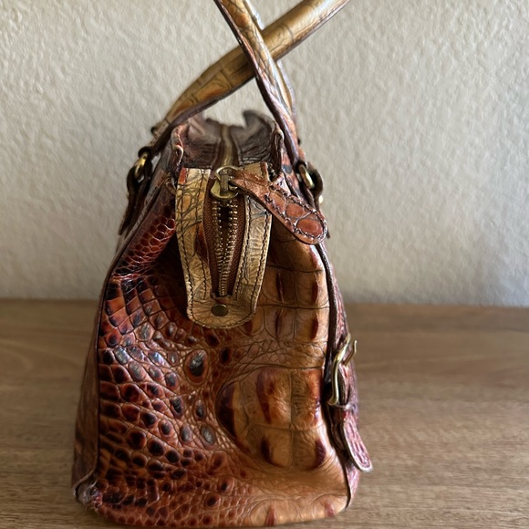 Brahim brown Melbourne signature croc-embossed leather satchel. Genuine leather. - Picture 3 of 11